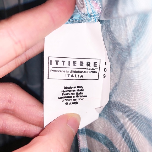 Versace VJC Blue Pink Print Strapless Dress - Picture 10 of 10